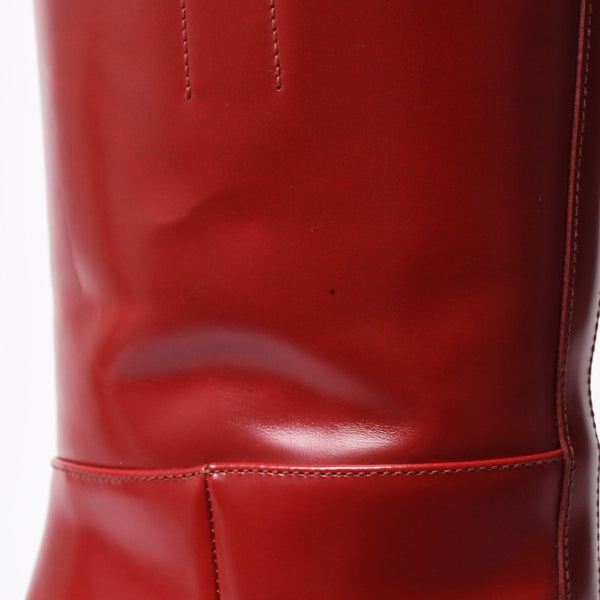 PRADA プラダ ブーツ 長靴 2WG013 レッド ワインレッド トライアングル・エンボスロゴ サイズ9 美品 中古 4a007845