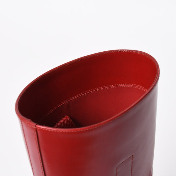 PRADA プラダ ブーツ 長靴 2WG013 レッド ワインレッド トライアングル・エンボスロゴ サイズ9 美品 中古 4a007845
