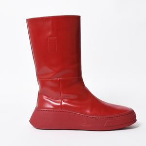 PRADA プラダ ブーツ 長靴 2WG013 レッド ワインレッド トライアングル・エンボスロゴ サイズ9 美品 中古 4a007845