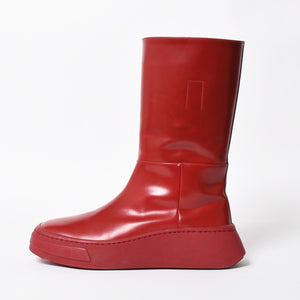 PRADA プラダ ブーツ 長靴 2WG013 レッド ワインレッド トライアングル・エンボスロゴ サイズ9 美品 中古 4a007845