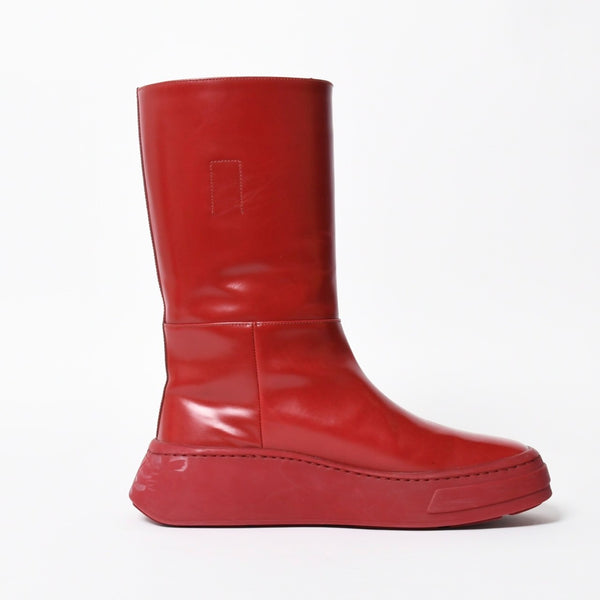 PRADA プラダ ブーツ 長靴 2WG013 レッド ワインレッド トライアングル・エンボスロゴ サイズ9 美品 中古 4a007845