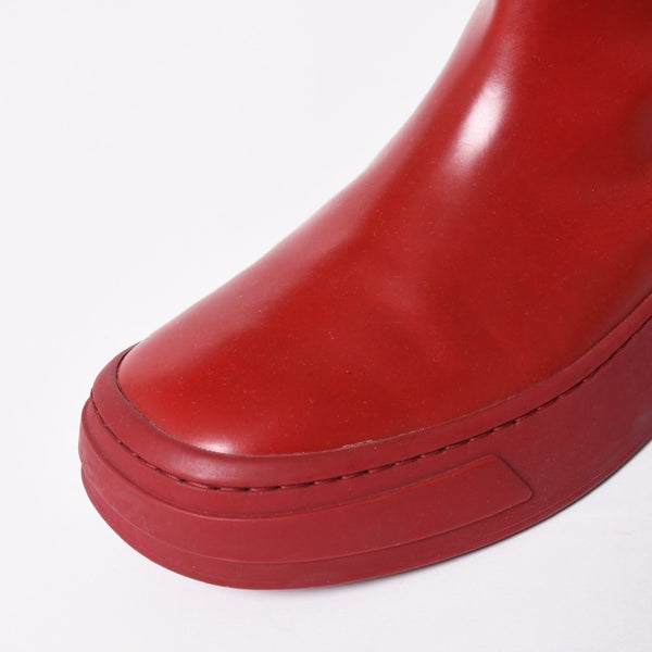 PRADA プラダ ブーツ 長靴 2WG013 レッド ワインレッド トライアングル・エンボスロゴ サイズ9 美品 中古 4a007845
