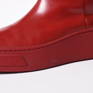 PRADA プラダ ブーツ 長靴 2WG013 レッド ワインレッド トライアングル・エンボスロゴ サイズ9 美品 中古 4a007845