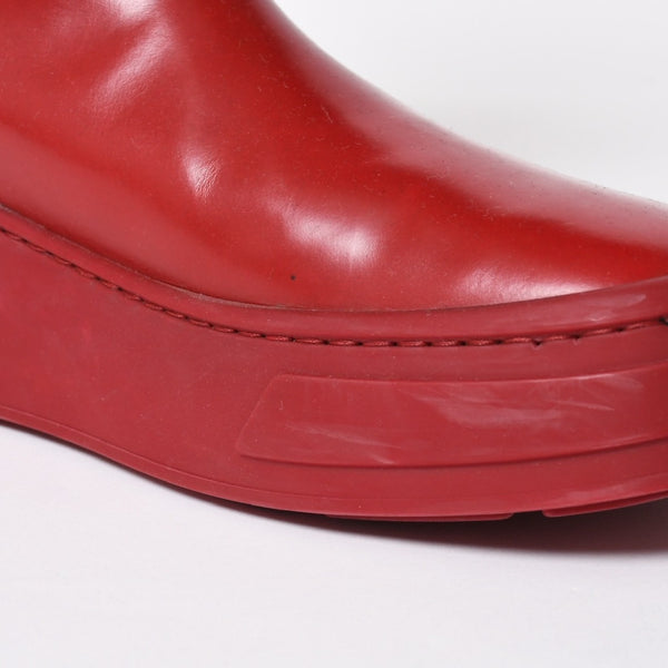 PRADA プラダ ブーツ 長靴 2WG013 レッド ワインレッド トライアングル・エンボスロゴ サイズ9 美品 中古 4a007845
