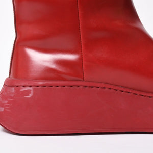 PRADA プラダ ブーツ 長靴 2WG013 レッド ワインレッド トライアングル・エンボスロゴ サイズ9 美品 中古 4a007845