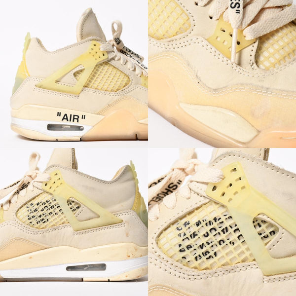 NIKE AIR JORDAN 4 ナイキエアジョーダン4 × Off-White オフホワイト スニーカー ホワイト アイボリー サイズUS7 24.0cm 美品 中古 4a007758