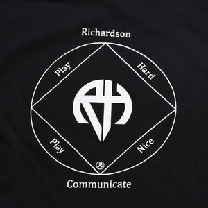 極美品 RICHARDSON リチャードソン 半袖Tシャツ play hard play nice ZPM-1738 コットン ブラック ホワイト サイズS 中古 4a007848