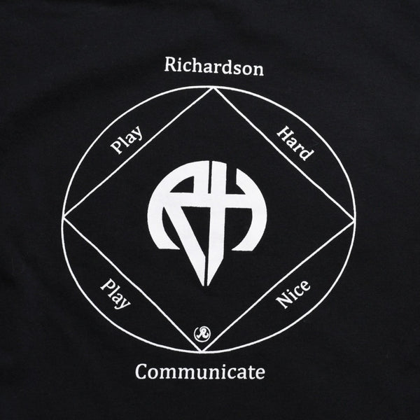 極美品 RICHARDSON リチャードソン 半袖Tシャツ play hard play nice ZPM-1738 コットン ブラック ホワイト サイズS 中古 4a007848
