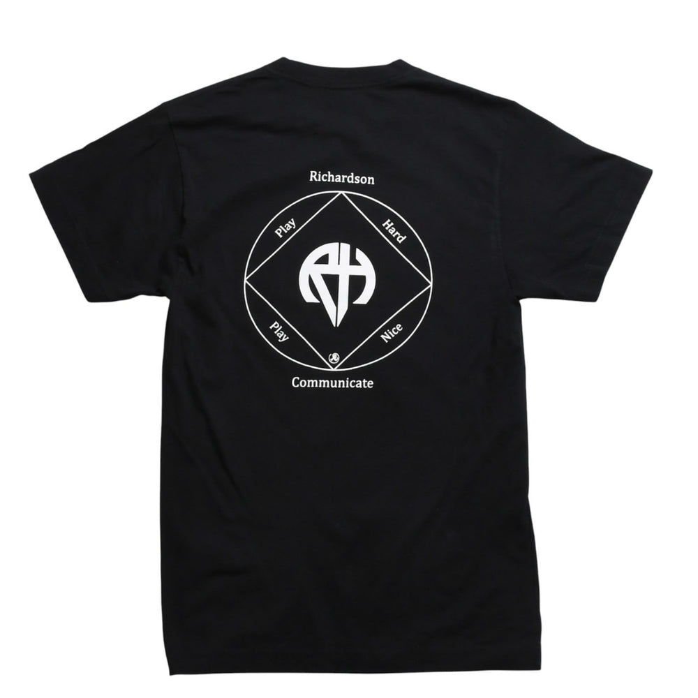 Very good condition RICHARDSON Short sleeve T-shirt play hard play nice ZPM-1738 Cotton Black White Size S Used 4a007848