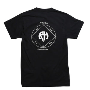 極美品 RICHARDSON リチャードソン 半袖Tシャツ play hard play nice ZPM-1738 コットン ブラック ホワイト サイズS 中古 4a007848