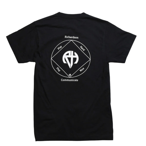 極美品 RICHARDSON リチャードソン 半袖Tシャツ play hard play nice ZPM-1738 コットン ブラック ホワイト サイズS 中古 4a007848