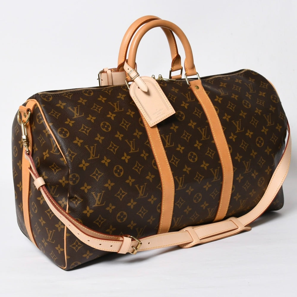 極美品 LOUIS VUITTON ルイヴィトン モノグラム キーポルバンドリエール50 ブラウン M41416 ボストンバッグ 中古 4a007752