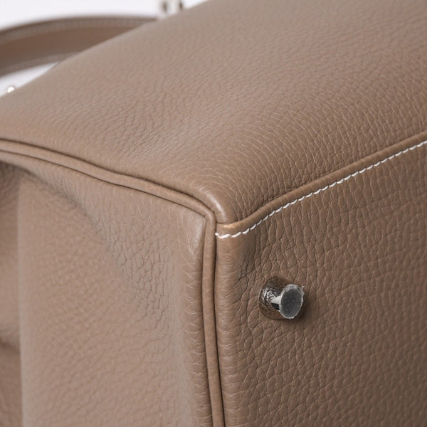 新品同様 HERMES エルメス Maxi Kelly 42 マキシケリー 42 ハンドバッグ W刻印 トゴ エトゥープSV金具 内縫い 中古 4a007854