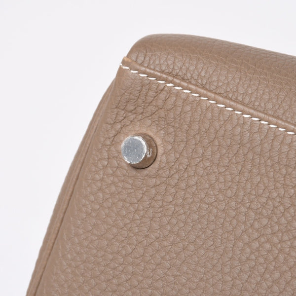 新品同様 HERMES エルメス Maxi Kelly 42 マキシケリー 42 ハンドバッグ W刻印 トゴ エトゥープSV金具 内縫い 中古 4a007854