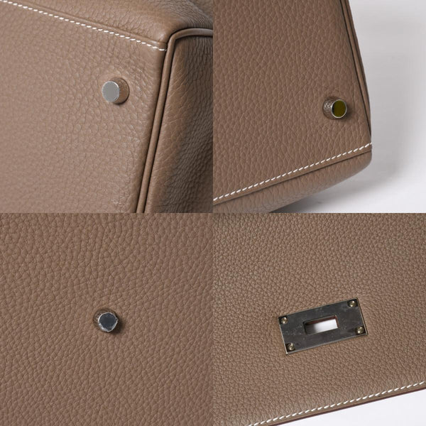 新品同様 HERMES エルメス Maxi Kelly 42 マキシケリー 42 ハンドバッグ W刻印 トゴ エトゥープSV金具 内縫い 中古 4a007854