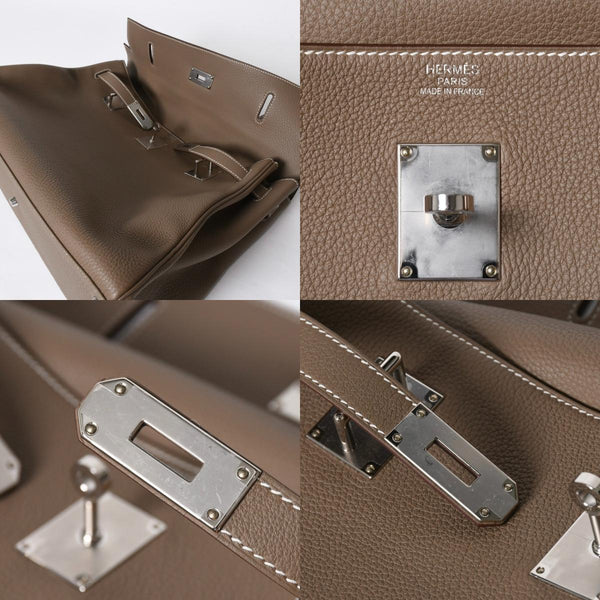 新品同様 HERMES エルメス Maxi Kelly 42 マキシケリー 42 ハンドバッグ W刻印 トゴ エトゥープSV金具 内縫い 中古 4a007854
