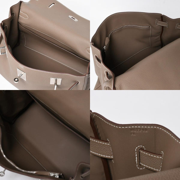 新品同様 HERMES エルメス Maxi Kelly 42 マキシケリー 42 ハンドバッグ W刻印 トゴ エトゥープSV金具 内縫い 中古 4a007854