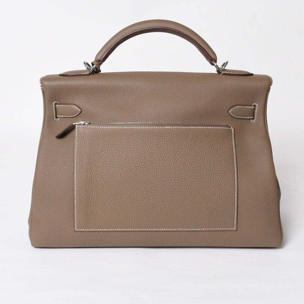 新品同様 HERMES エルメス Maxi Kelly 42 マキシケリー 42 ハンドバッグ W刻印 トゴ エトゥープSV金具 内縫い 中古 4a007854