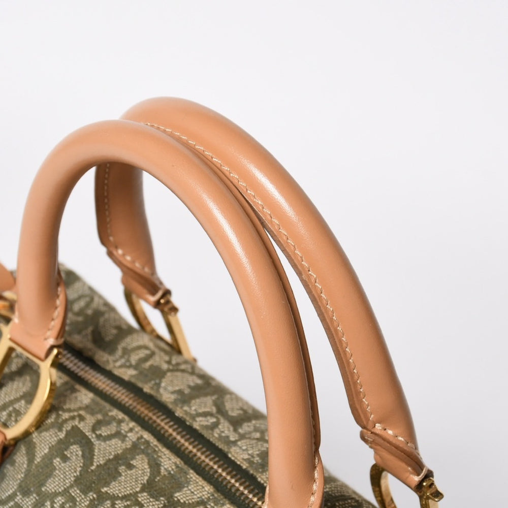 Christian Dior クリスチャンディオール トロッター ハンドバッグ グリーン PZ0601 ロゴ ミニボストン ゴールド金具 美品 中古 4a007855