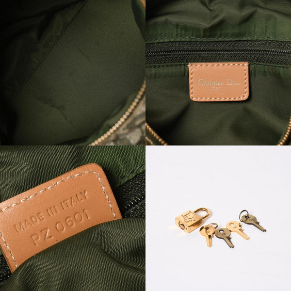 Christian Dior クリスチャンディオール トロッター ハンドバッグ グリーン PZ0601 ロゴ ミニボストン ゴールド金具 美品 中古 4a007855