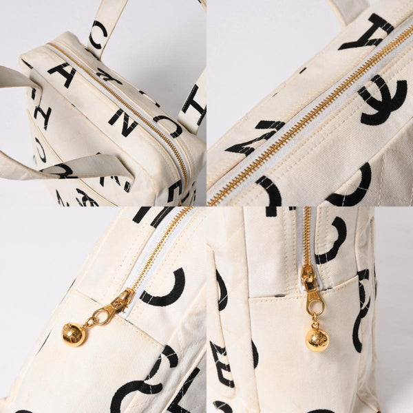 CHANEL シャネル ハンドバッグ ミニバッグ ココマーク 4番台 ベージュ ホワイト ブラック ゴールド金具 美品 中古 4a007756