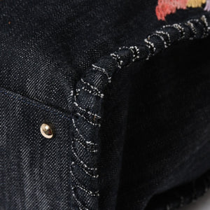 極美品 CHANEL シャネル チェーントートバッグ A31932 10番台 夜間飛行 刺繍 ココマーク デニム エンブロイダリー 中古 4a007858