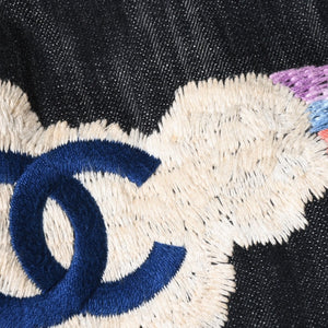 極美品 CHANEL シャネル チェーントートバッグ A31932 10番台 夜間飛行 刺繍 ココマーク デニム エンブロイダリー 中古 4a007810