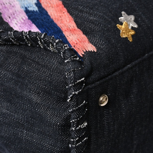 極美品 CHANEL シャネル チェーントートバッグ A31932 10番台 夜間飛行 刺繍 ココマーク デニム エンブロイダリー 中古 4a007810