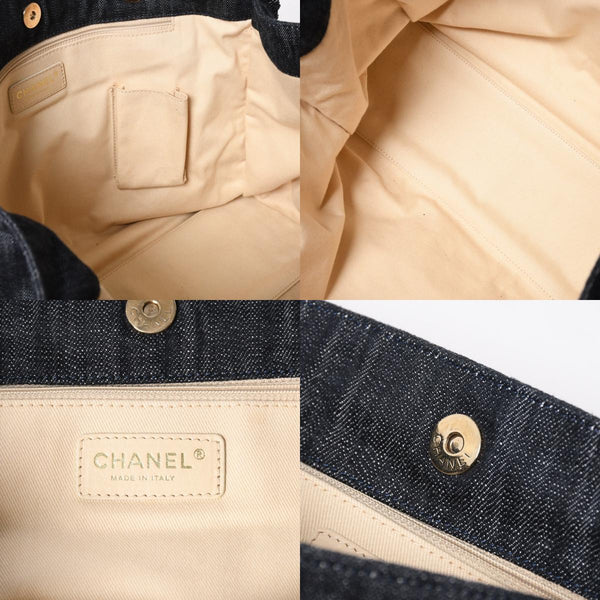 極美品 CHANEL シャネル チェーントートバッグ A31932 10番台 夜間飛行 刺繍 ココマーク デニム エンブロイダリー 中古 4a007810