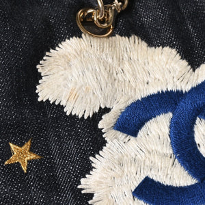 極美品 CHANEL シャネル チェーントートバッグ A31932 10番台 夜間飛行 刺繍 ココマーク デニム エンブロイダリー 中古 4a007858