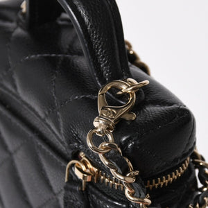 極美品 CHANEL シャネル クラシック ミニ バニティ バッグチャーム ランダム番台 キャビアスキン ブラック ゴールド金具 中古 4a007782
