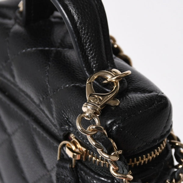 極美品 CHANEL シャネル クラシック ミニ バニティ バッグチャーム ランダム番台 キャビアスキン ブラック ゴールド金具 中古 4a007782