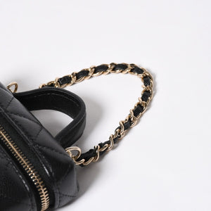極美品 CHANEL シャネル クラシック ミニ バニティ バッグチャーム ランダム番台 キャビアスキン ブラック ゴールド金具 中古 4a007782