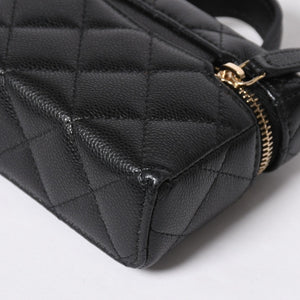 極美品 CHANEL シャネル クラシック ミニ バニティ バッグチャーム ランダム番台 キャビアスキン ブラック ゴールド金具 中古 4a007782