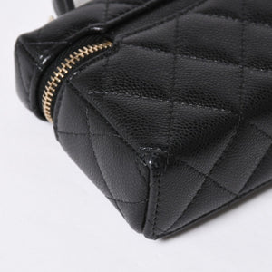 極美品 CHANEL シャネル クラシック ミニ バニティ バッグチャーム ランダム番台 キャビアスキン ブラック ゴールド金具 中古 4a007782
