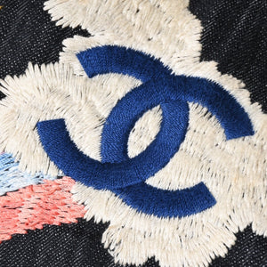 極美品 CHANEL シャネル チェーントートバッグ A31932 10番台 夜間飛行 刺繍 ココマーク デニム エンブロイダリー 中古 4a007858
