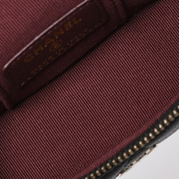 極美品 CHANEL シャネル クラシック ミニ バニティ バッグチャーム ランダム番台 キャビアスキン ブラック ゴールド金具 中古 4a007782