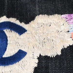 極美品 CHANEL シャネル チェーントートバッグ A31932 10番台 夜間飛行 刺繍 ココマーク デニム エンブロイダリー 中古 4a007858