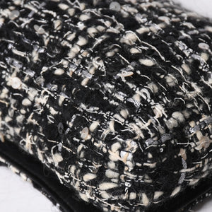 極美品 CHANEL シャネル ワンショルダーバッグ 8番台 ココマーク ツイード スパンデックス ブラック ホワイト シルバー金具 中古 4a007783