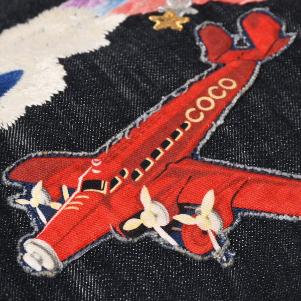 極美品 CHANEL シャネル チェーントートバッグ A31932 10番台 夜間飛行 刺繍 ココマーク デニム エンブロイダリー 中古 4a007858