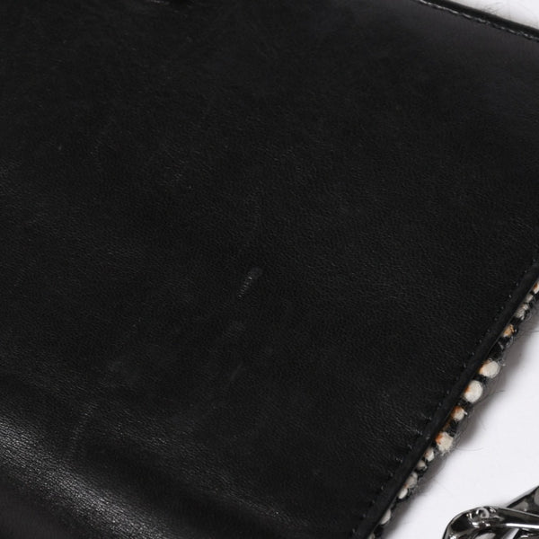 極美品 CHANEL シャネル ワンショルダーバッグ 8番台 ココマーク ツイード スパンデックス ブラック ホワイト シルバー金具 中古 4a007783