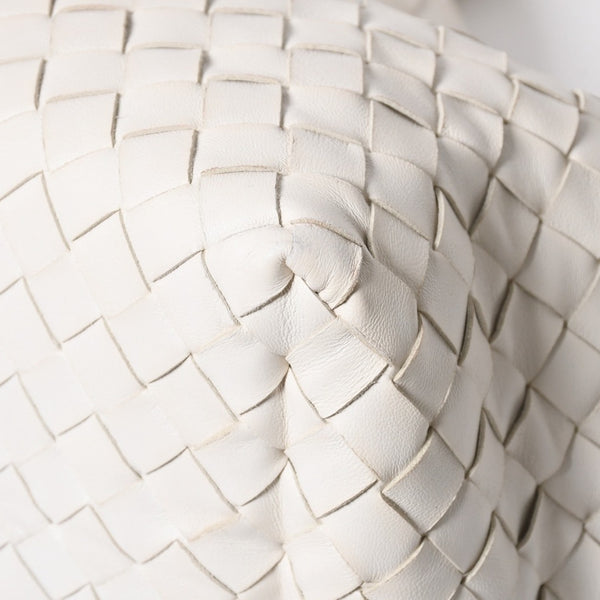 極美品 BOTTEGA VENETA ボッテガヴェネタ ハンドバッグ イントレチャート ホワイト ゴールド金具 レザー B08716912H 中古 4a007864