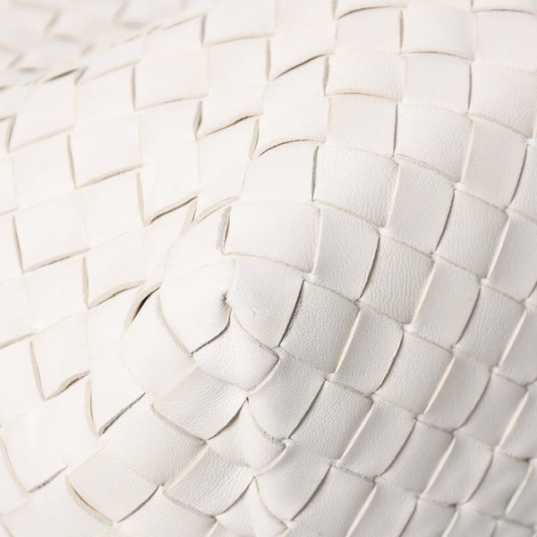 極美品 BOTTEGA VENETA ボッテガヴェネタ ハンドバッグ イントレチャート ホワイト ゴールド金具 レザー B08716912H 中古 4a007864