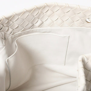 極美品 BOTTEGA VENETA ボッテガヴェネタ ハンドバッグ イントレチャート ホワイト ゴールド金具 レザー B08716912H 中古 4a007864