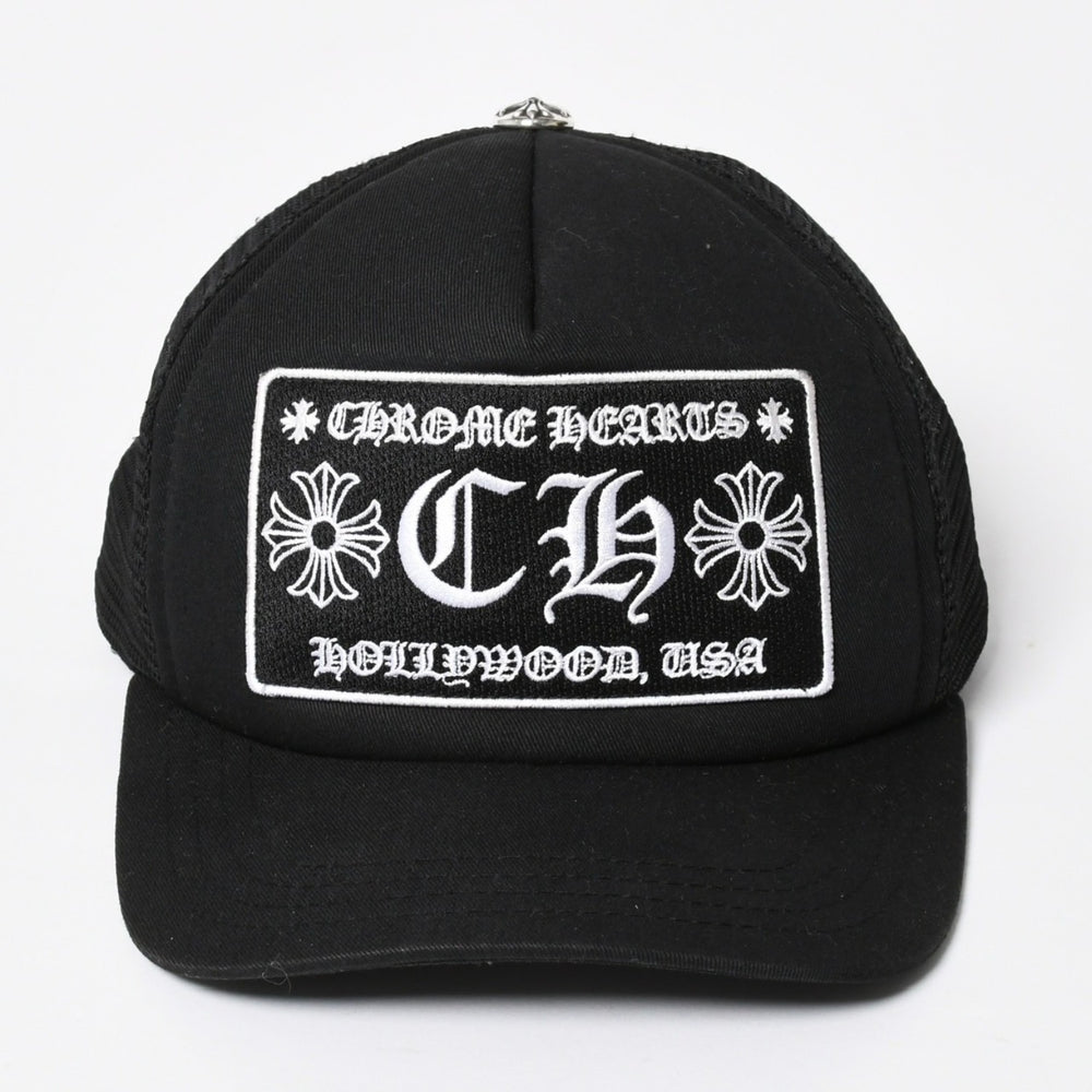極美品 CHROME HEARTS クロムハーツ TRUCKER CAP トラッカーキャップ OS 53-60cm ブラック メッシュ 新型 中古 4a007946
