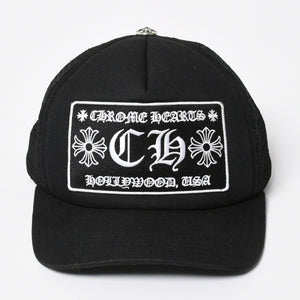 極美品 CHROME HEARTS クロムハーツ TRUCKER CAP トラッカーキャップ OS 53-60cm ブラック メッシュ 新型 中古 4a007946