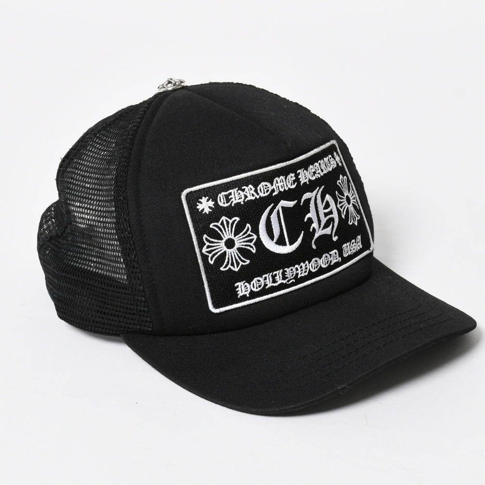 極美品 CHROME HEARTS クロムハーツ TRUCKER CAP トラッカーキャップ OS 53-60cm ブラック メッシュ 新型 中古 4a007946