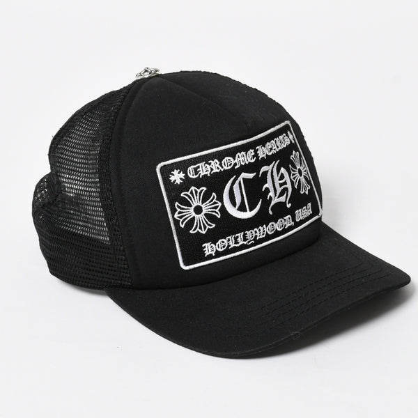 極美品 CHROME HEARTS クロムハーツ TRUCKER CAP トラッカーキャップ OS 53-60cm ブラック メッシュ 新型 中古 4a007946