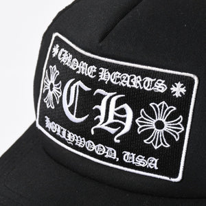 極美品 CHROME HEARTS クロムハーツ TRUCKER CAP トラッカーキャップ OS 53-60cm ブラック メッシュ 新型 中古 4a007946