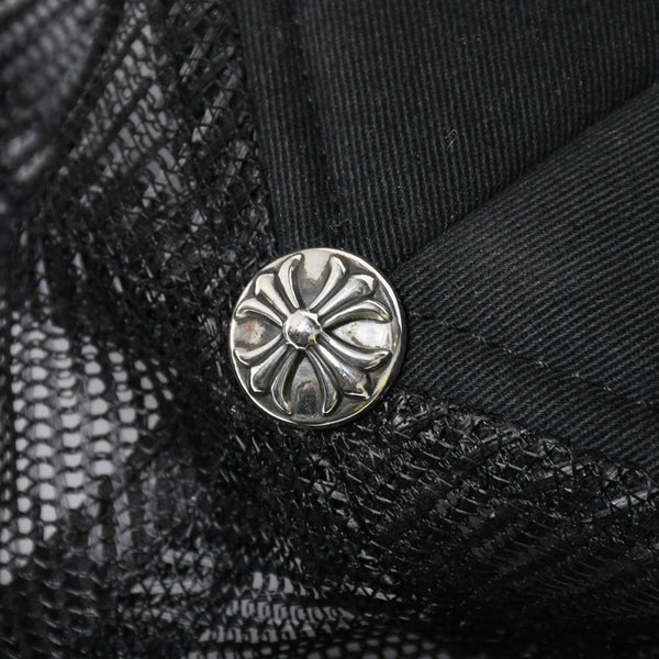 極美品 CHROME HEARTS クロムハーツ TRUCKER CAP トラッカーキャップ OS 53-60cm ブラック メッシュ 新型 中古 4a007946
